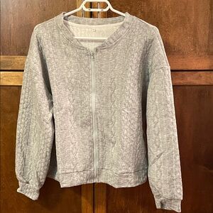 Gray Quilted Zip-Up Jacket